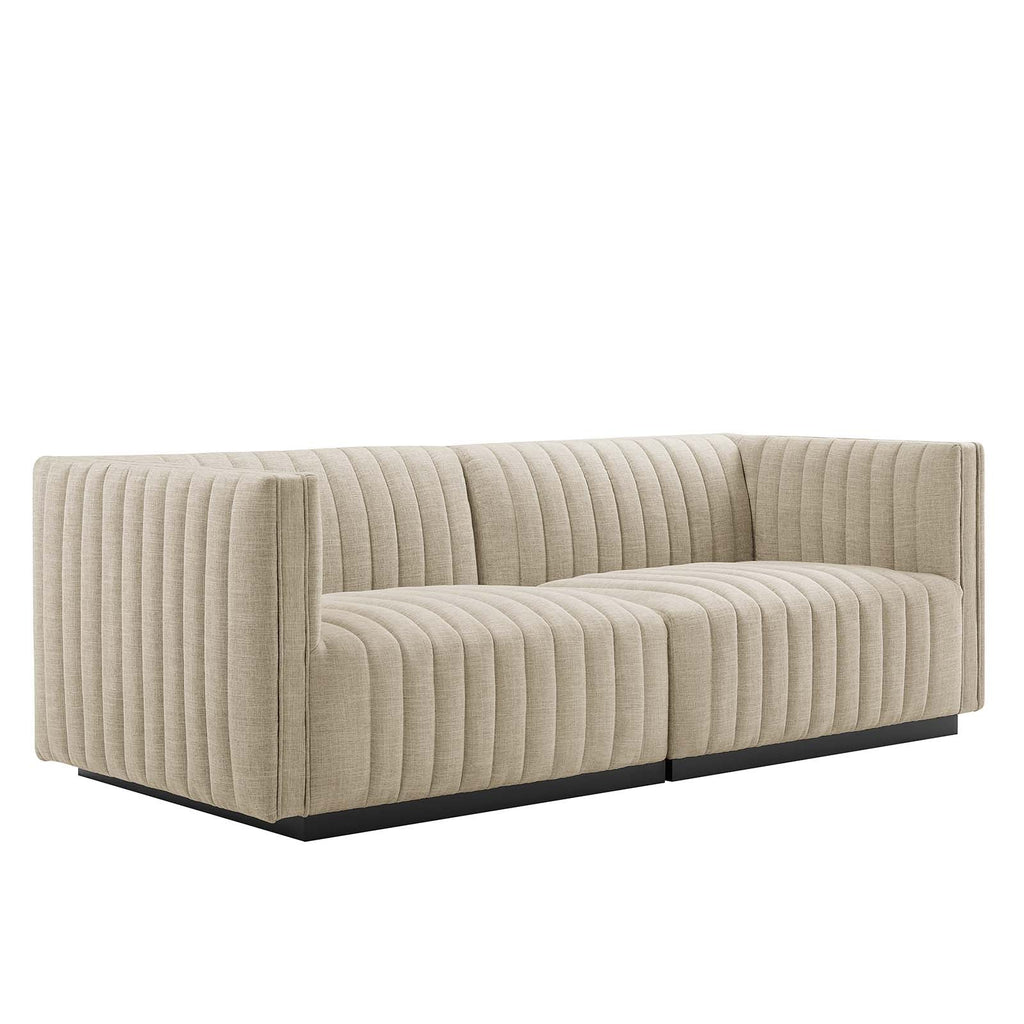 Conjure Channel Tufted Upholstered Fabric Loveseat