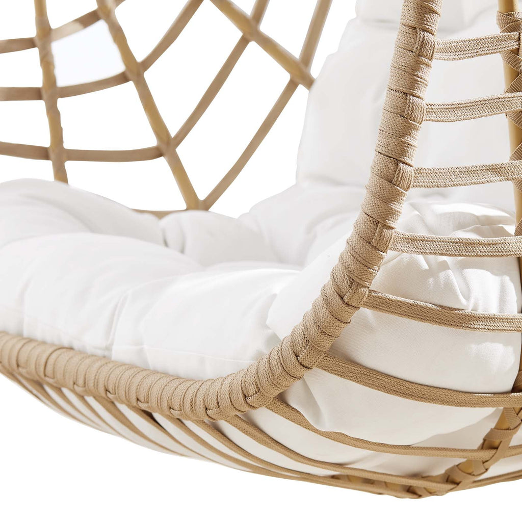 Amalie Wicker Rattan Outdoor Patio Rattan Swing Chair without Stand, Natural White