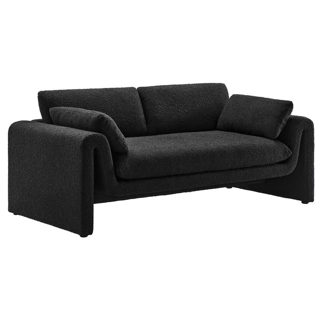 Waverly Boucle Fabric Sofa - Black