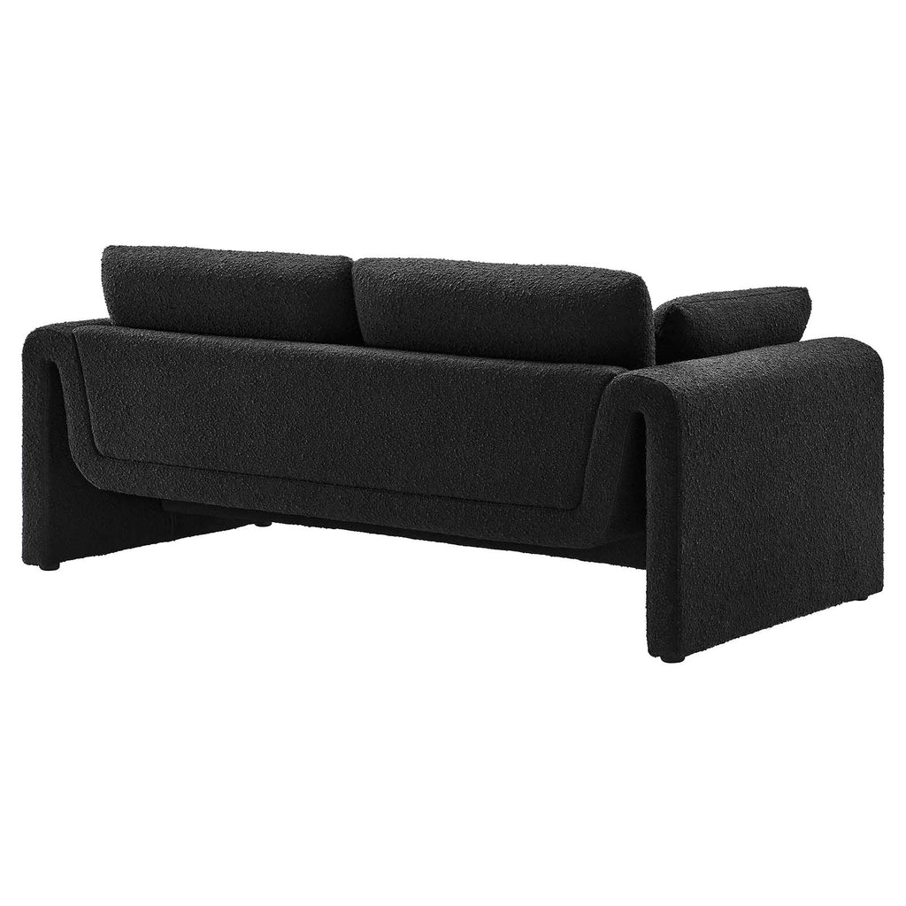 Waverly Boucle Fabric Sofa - Black