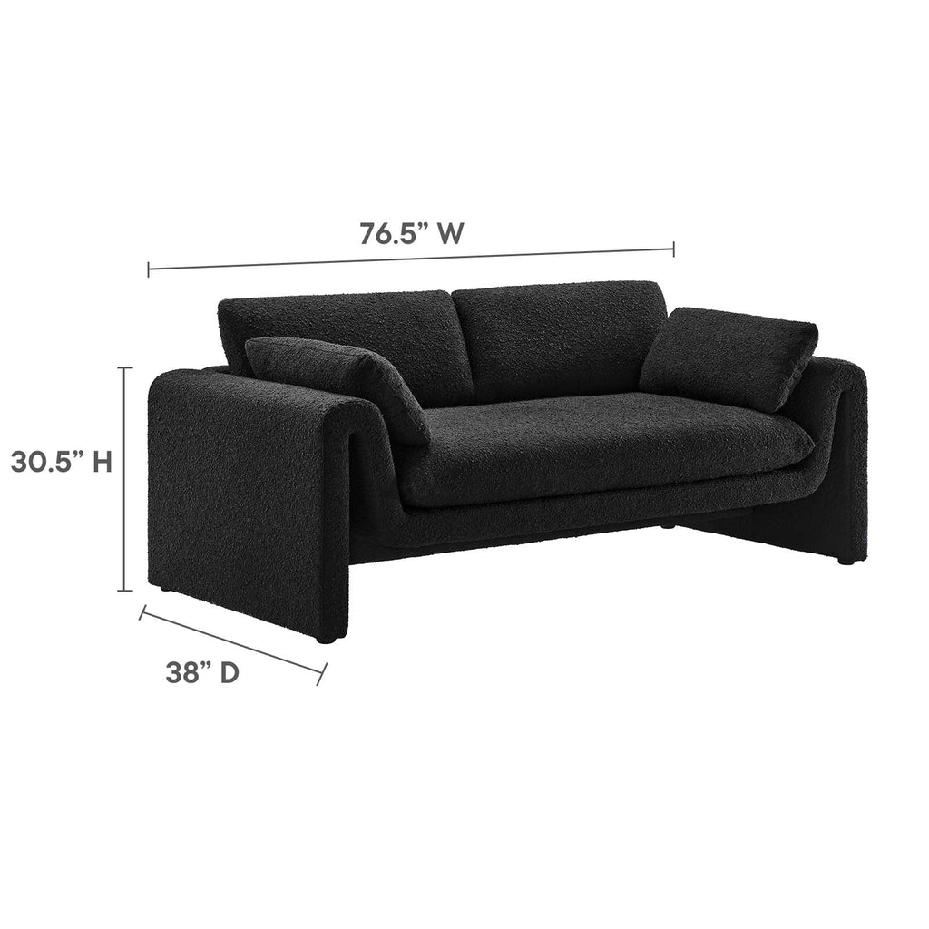 Waverly Boucle Fabric Sofa - Black