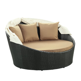 Siesta Canopy Outdoor Patio Daybed in Espresso Mocha