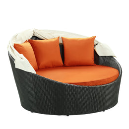 Siesta Canopy Outdoor Patio Daybed in Espresso Orange