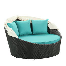 Siesta Canopy Outdoor Patio Daybed in Espresso Turquoise