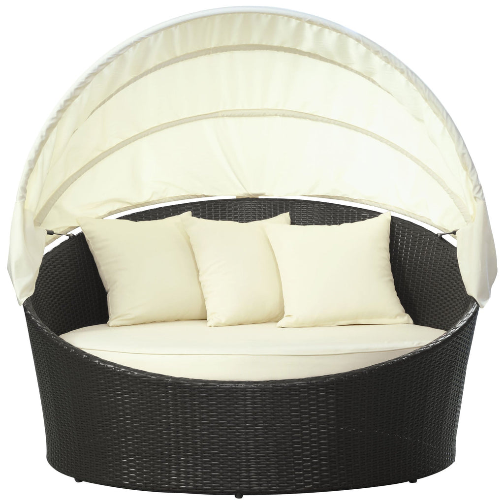 Siesta Canopy Outdoor Patio Daybed in Espresso White