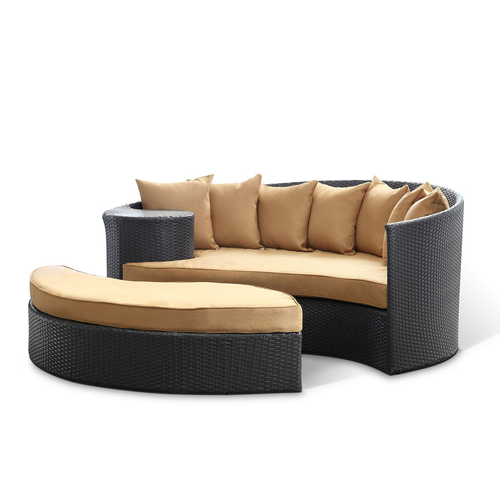 Taiji Outdoor Patio Wicker Daybed in Espresso Mocha