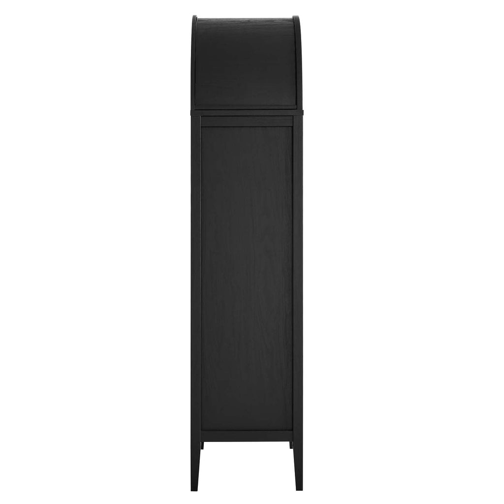 Nolan Tall Arched Storage Display Cabinet, Black Oak