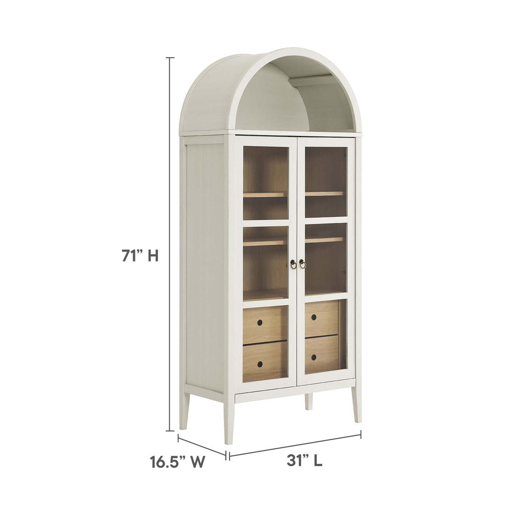 Nolan Tall Arched Storage Display Cabinet, White Oak