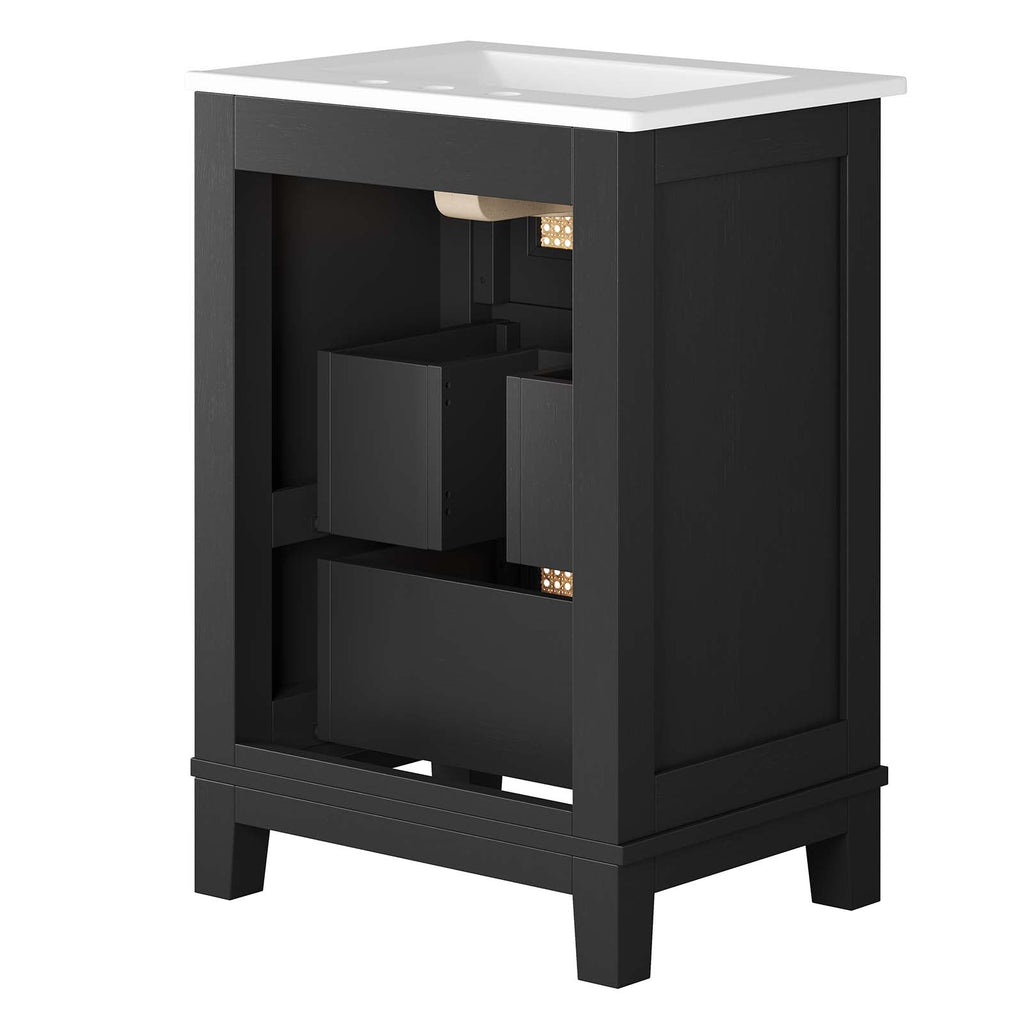 Dixie 24” Solid Wood Bathroom Vanity, Black White