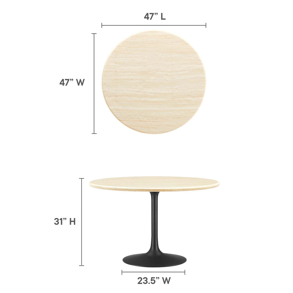 Lippa 48" Round Artificial Travertine Dining Table
