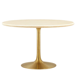 Lippa 48" Round Artificial Travertine Dining Table