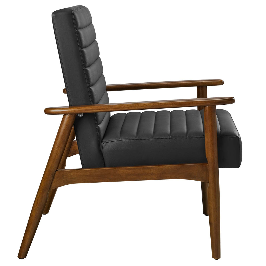 Jensen Vegan Leather Accent Chair in Walnut Black