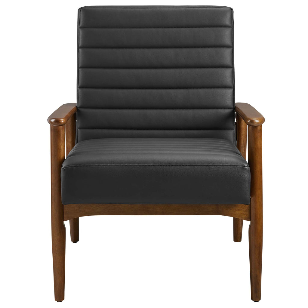 Jensen Vegan Leather Accent Chair in Walnut Black