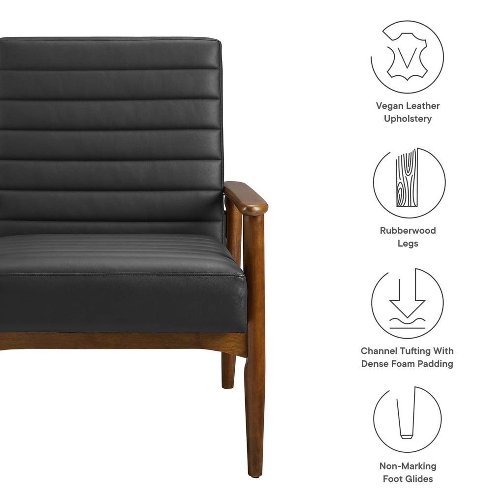 Jensen Vegan Leather Accent Chair in Walnut Black