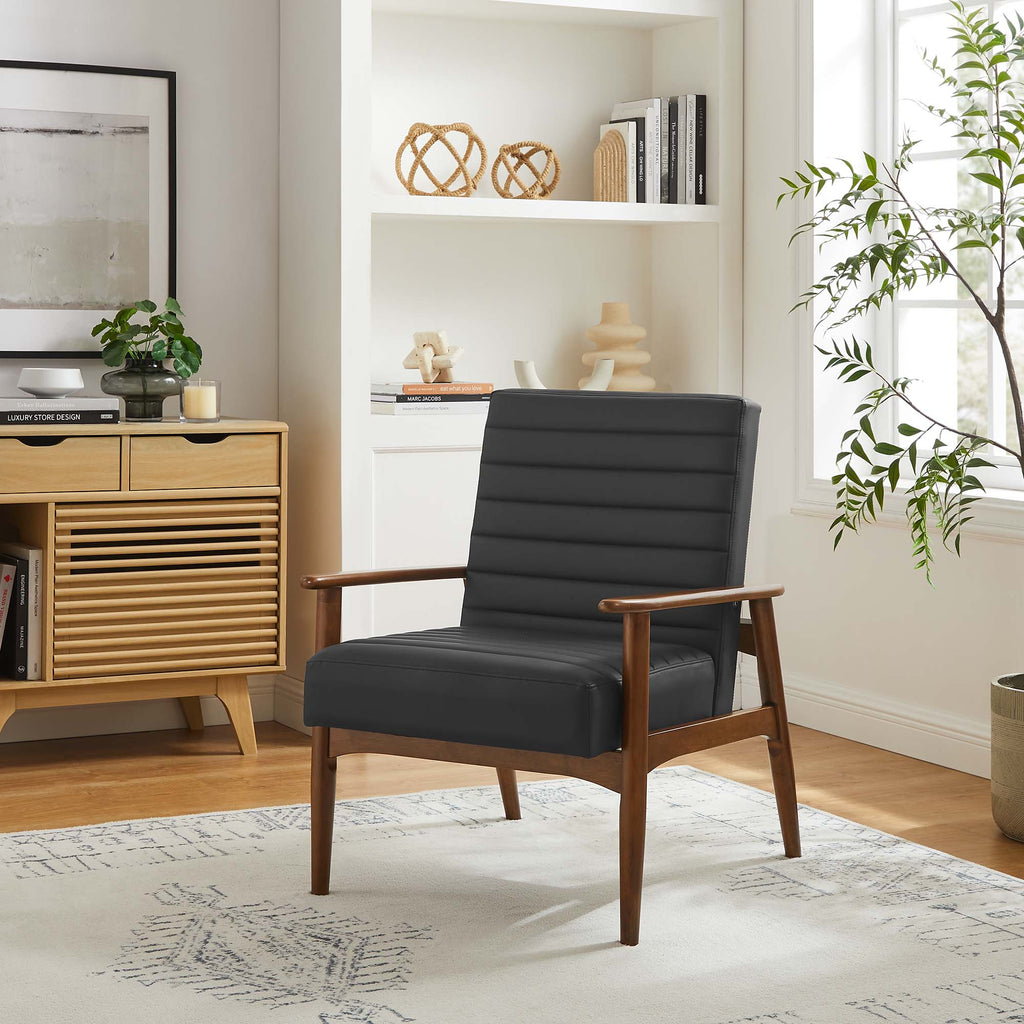 Jensen Vegan Leather Accent Chair in Walnut Black