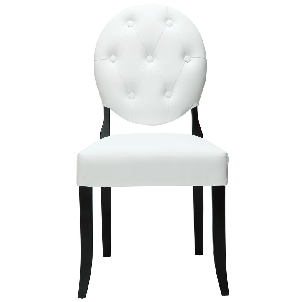 Button Dining Vinyl Side Chair in White