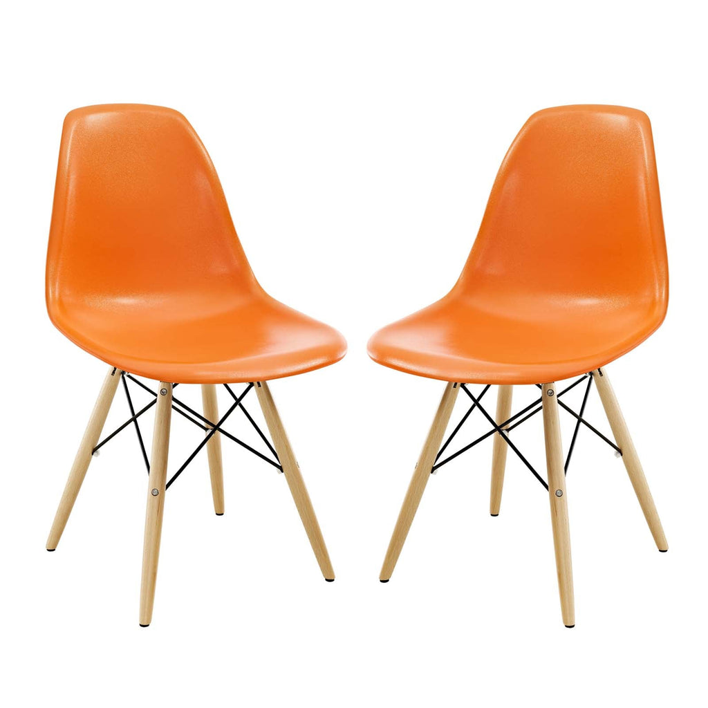 Pyramid Dining Side Chairs Set of 2 in Orange