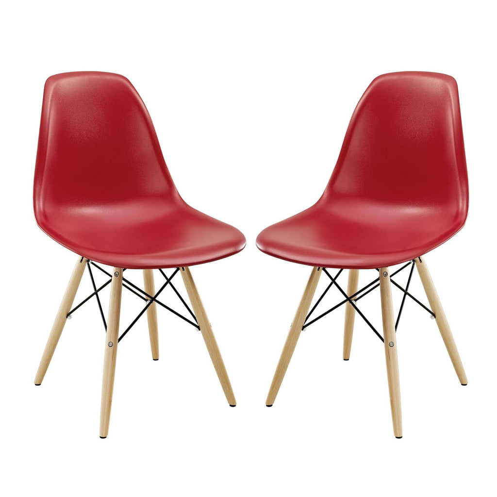 Pyramid Dining Side Chairs Set of 2 in Red