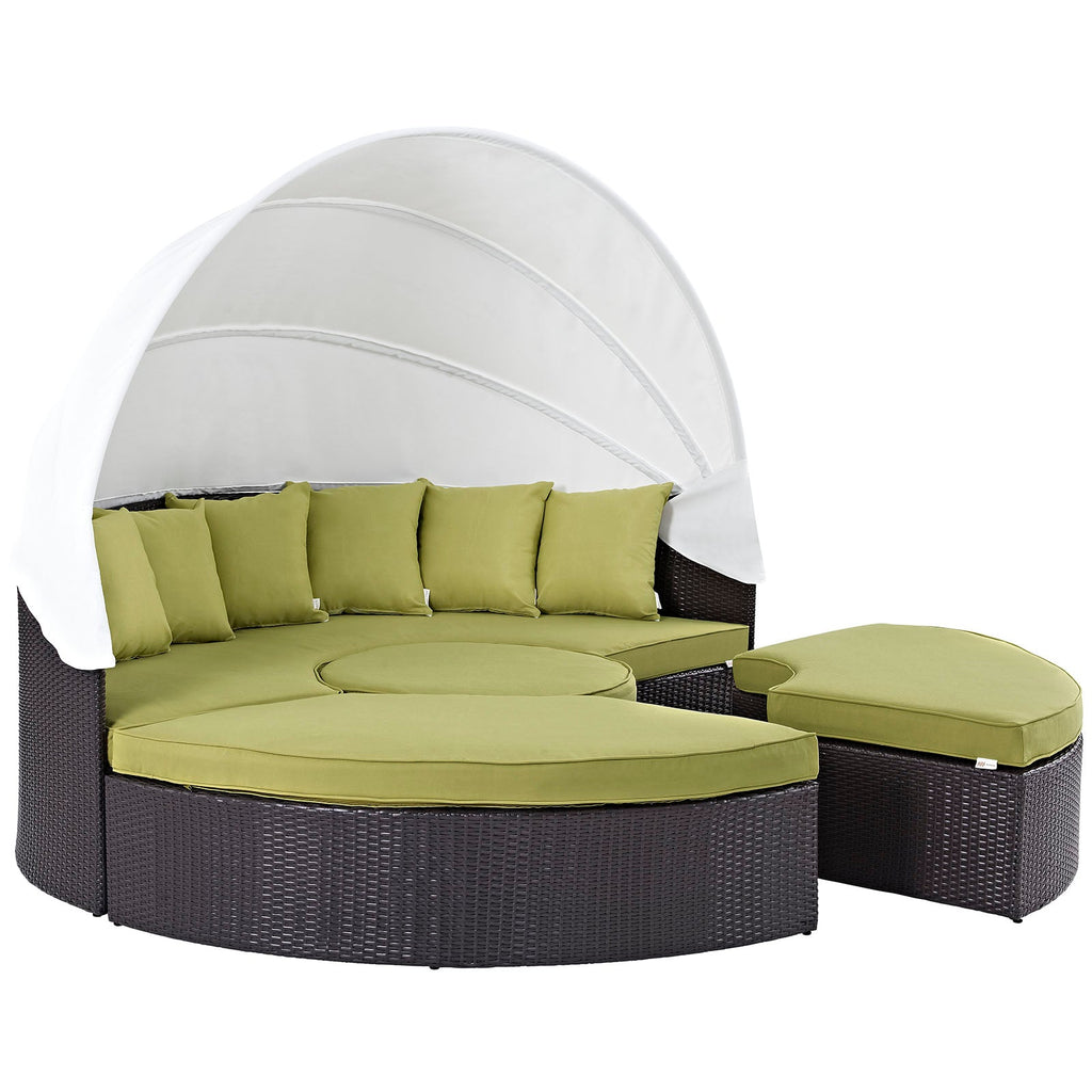 Quest Canopy Outdoor Patio Daybed in Espresso Peridot
