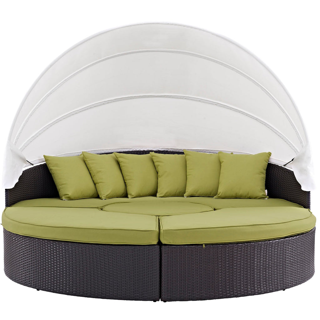 Quest Canopy Outdoor Patio Daybed in Espresso Peridot