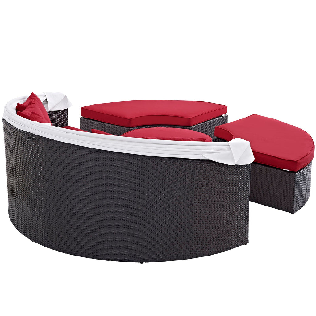 Quest Canopy Outdoor Patio Daybed in Espresso Red