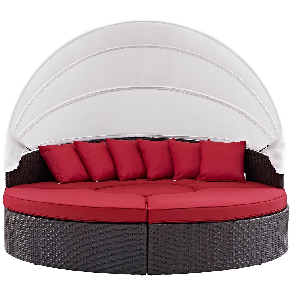 Quest Canopy Outdoor Patio Daybed in Espresso Red