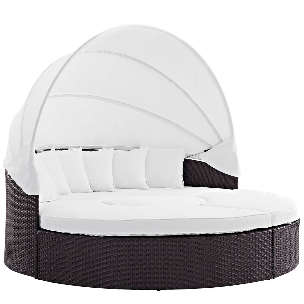 Quest Canopy Outdoor Patio Daybed in Espresso White