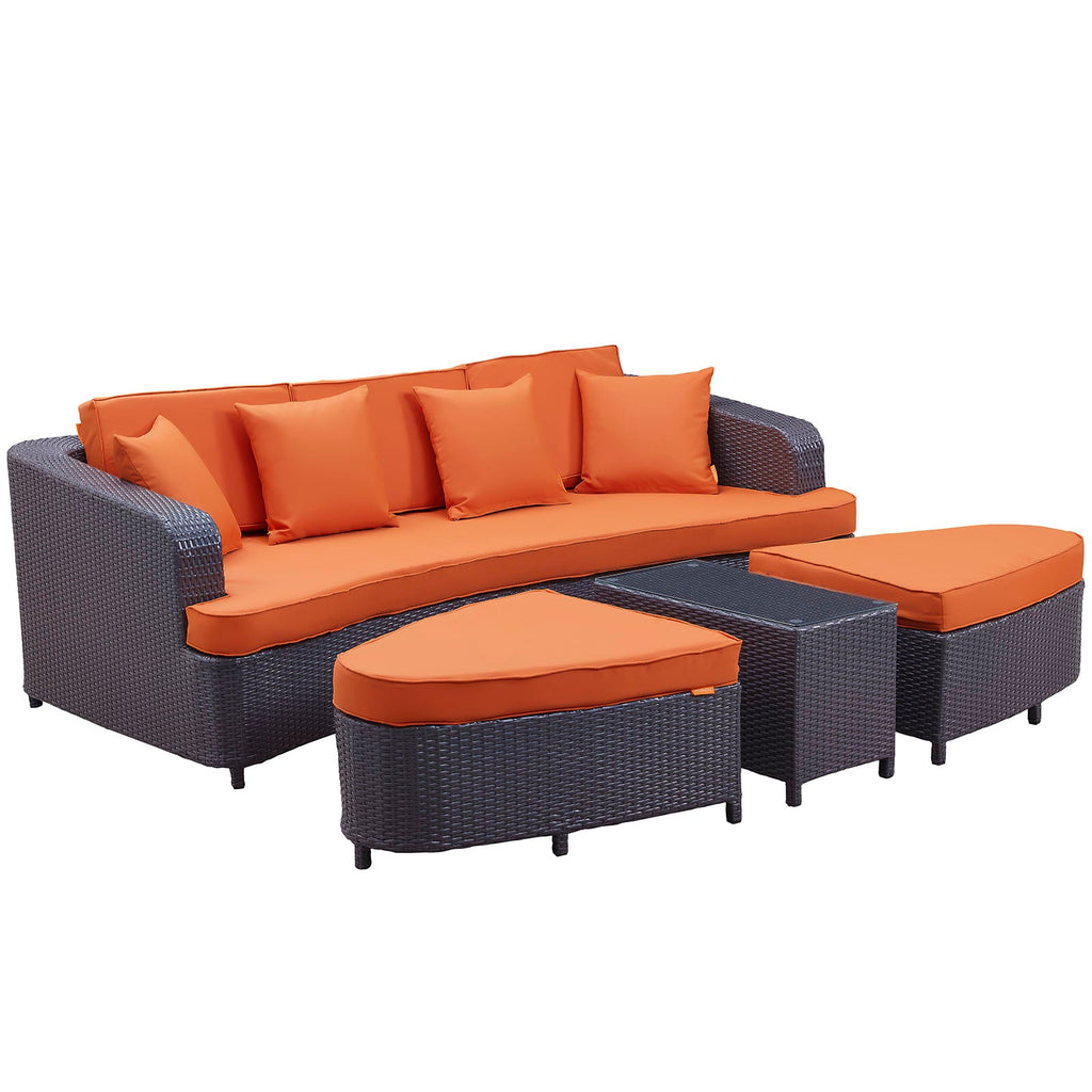 Monterey 4 Piece Outdoor Patio Sofa Set in Brown Orange