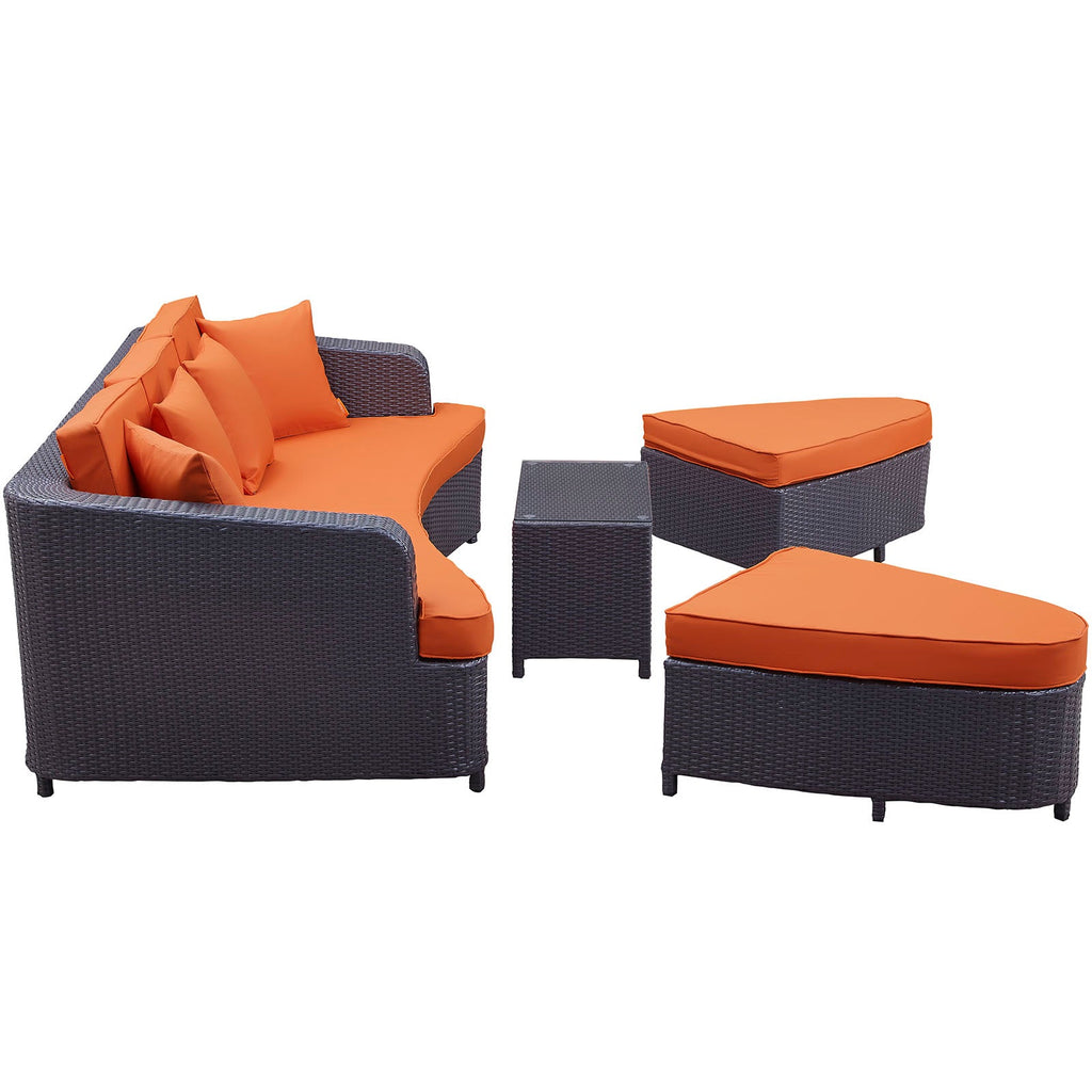 Monterey 4 Piece Outdoor Patio Sofa Set in Brown Orange