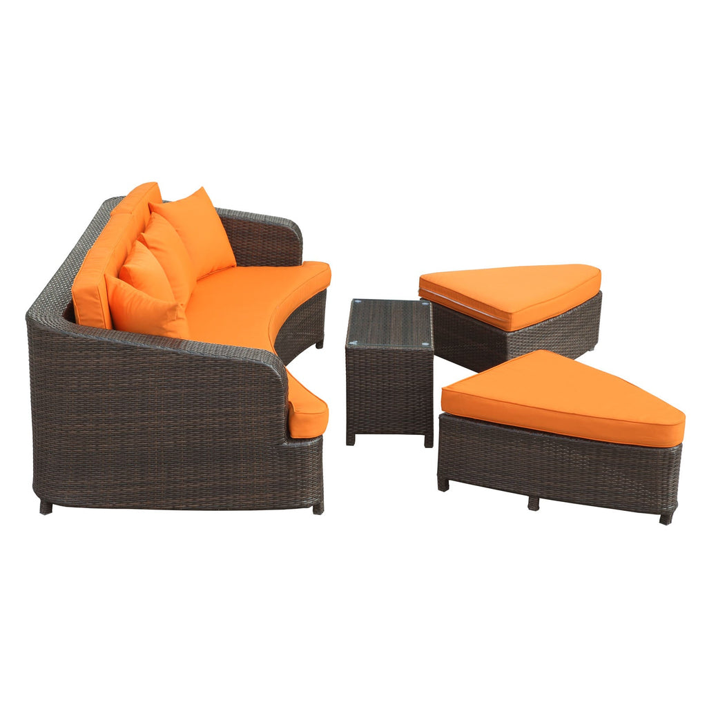 Monterey 4 Piece Outdoor Patio Sofa Set in Brown Orange