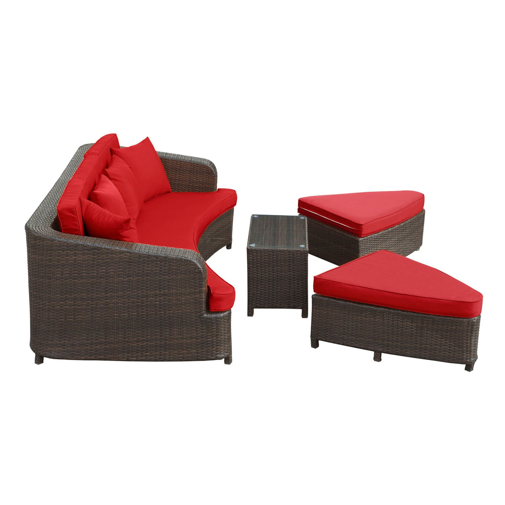 Monterey 4 Piece Outdoor Patio Sofa Set in Brown Red