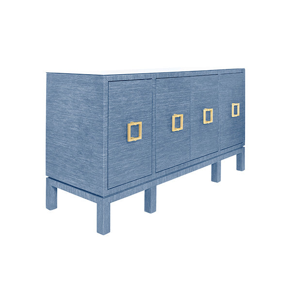 Four Door Buffet With Large Brass Square Hardware