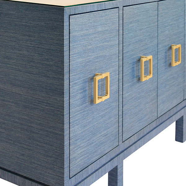 Four Door Buffet With Large Brass Square Hardware