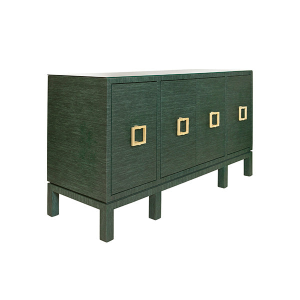 Four Door Buffet With Large Brass Square Hardware