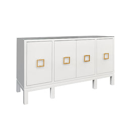 Four Door Buffet With Large Brass Square Hardware