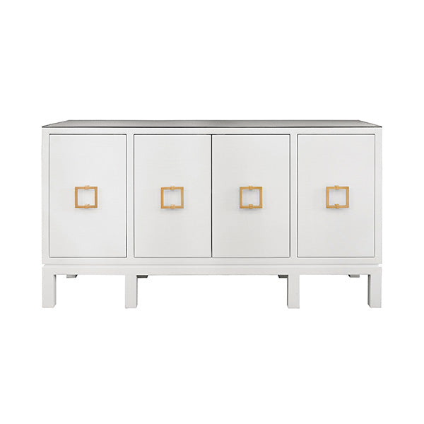 Four Door Buffet With Large Brass Square Hardware