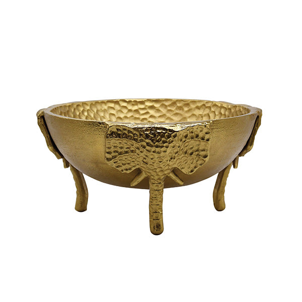 Textured Brass Bowl With Elephant Antique Feet Detail