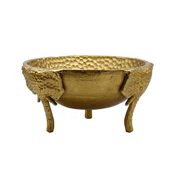 Textured Brass Bowl With Elephant Antique Feet Detail