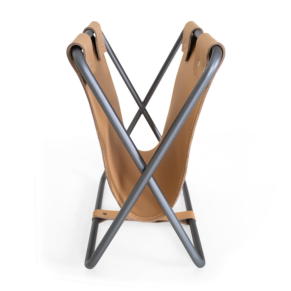 Ex Magazine Rack with a Leather Storage Compartment for Your Reading Materials