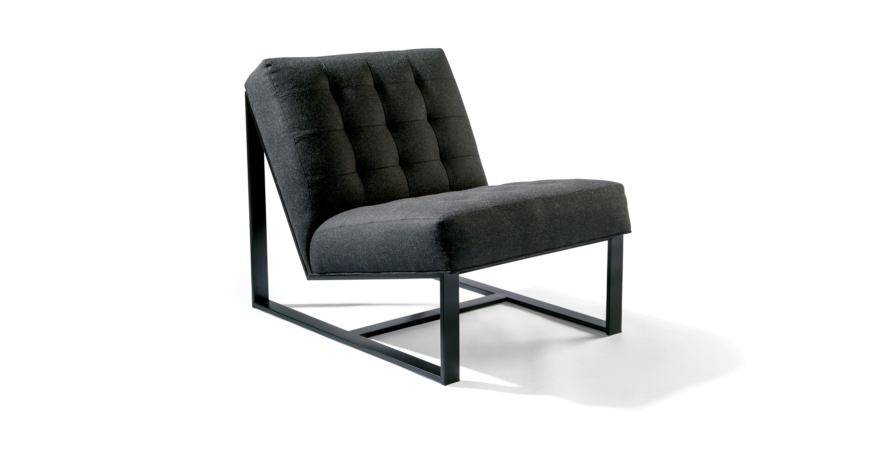 Ez Rider Lounge Chair In Gray Fabric With Black Powder Coated Frame