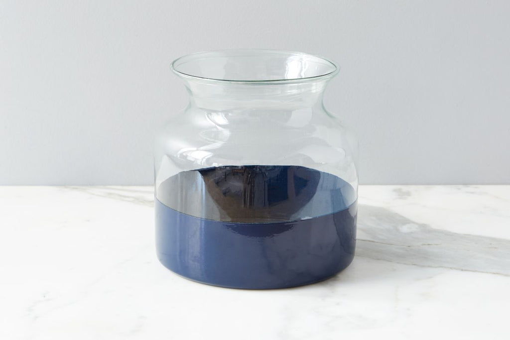 Navy Colorblock Flower Vase