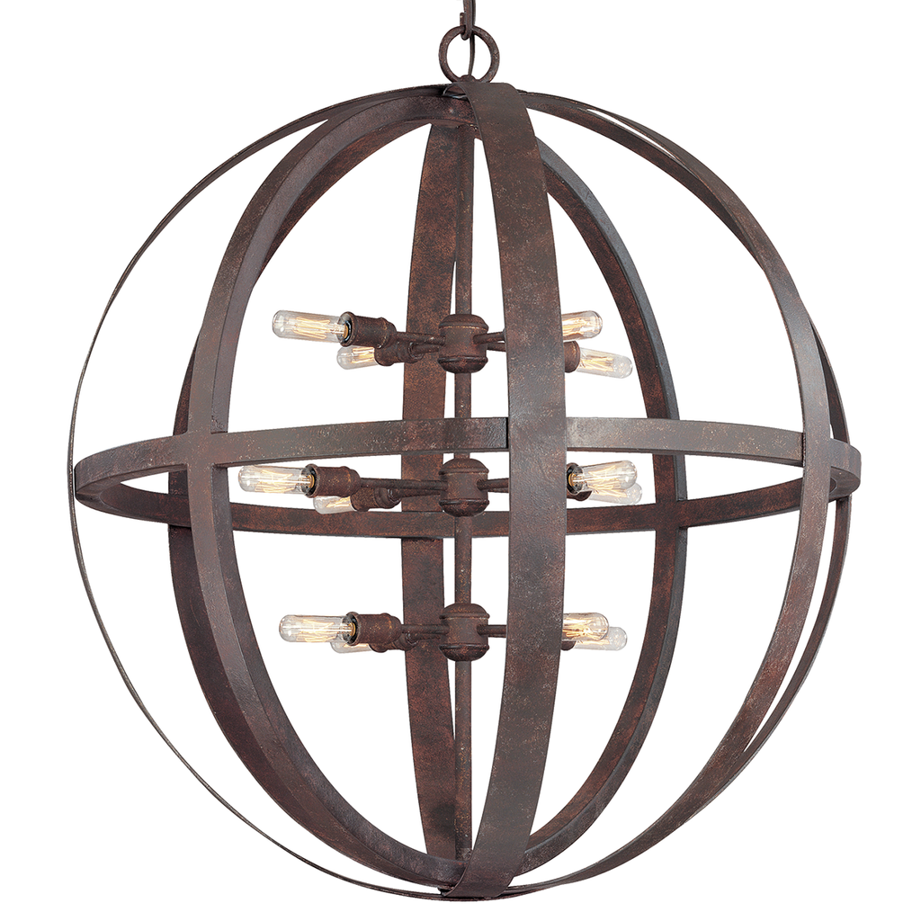 Flatiron Chandelier 33" - Weathered Iron