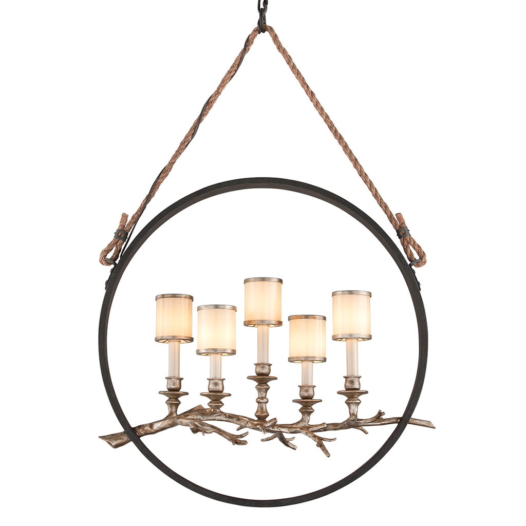 Drift Chandelier - Bronze With Silver Leaf