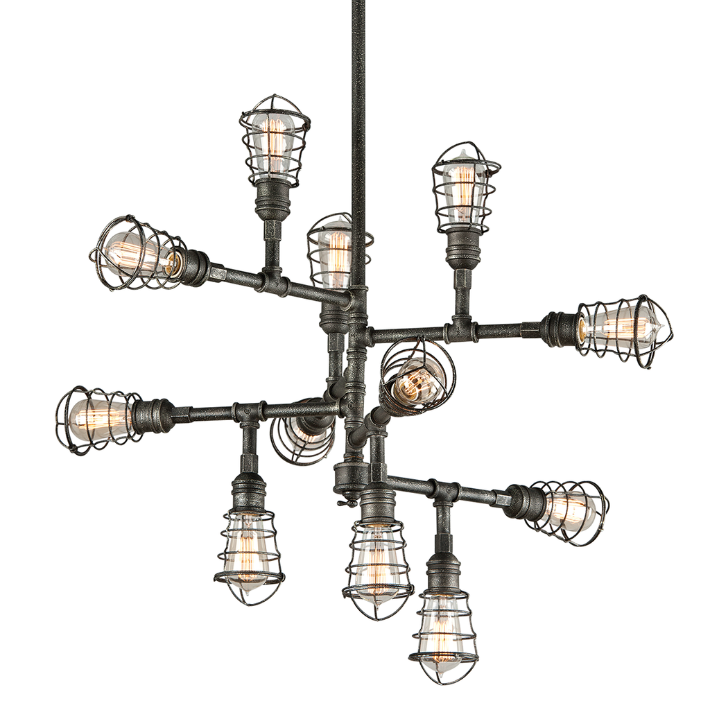 Conduit Chandelier 30" - Old Silver