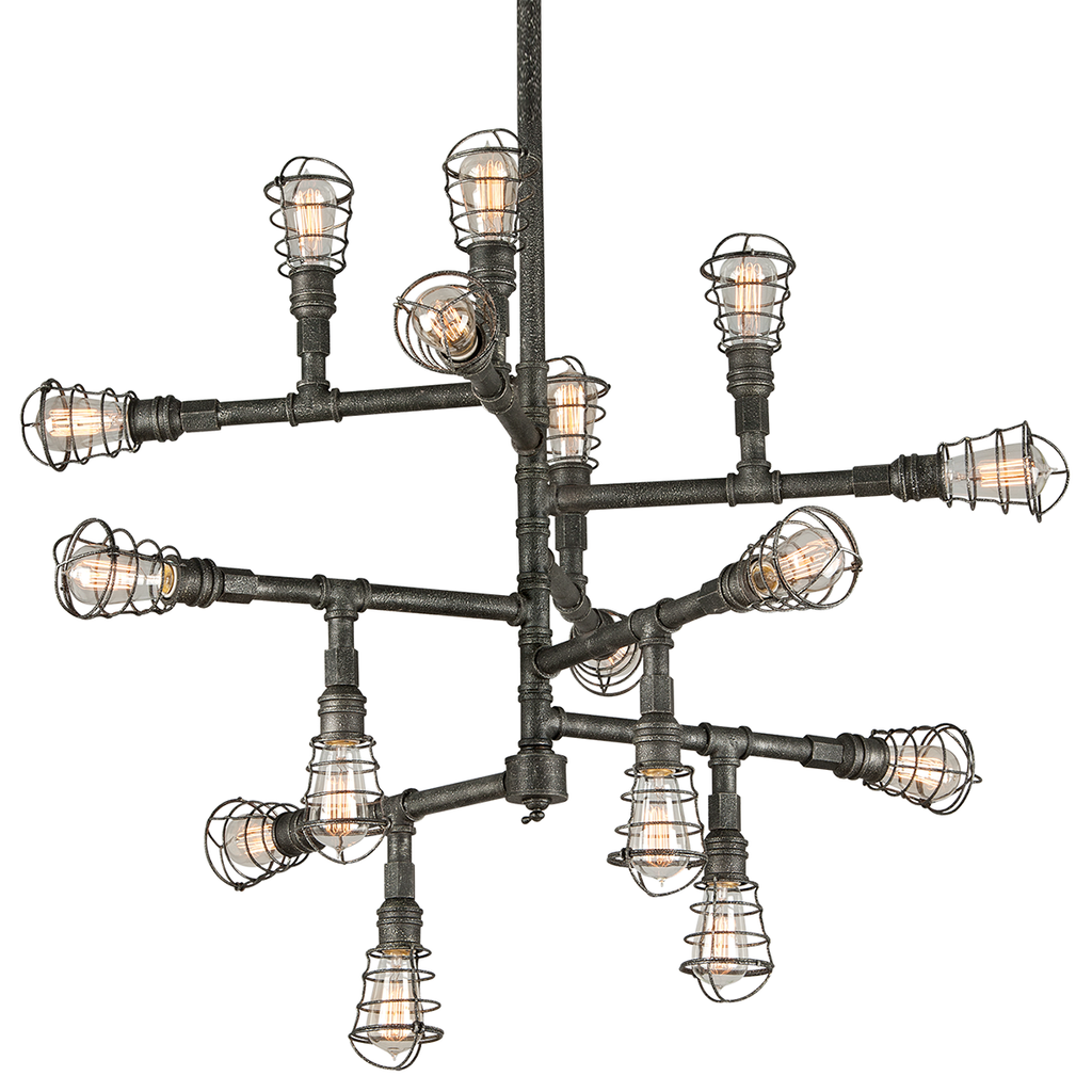 Conduit Chandelier 35" - Old Silver