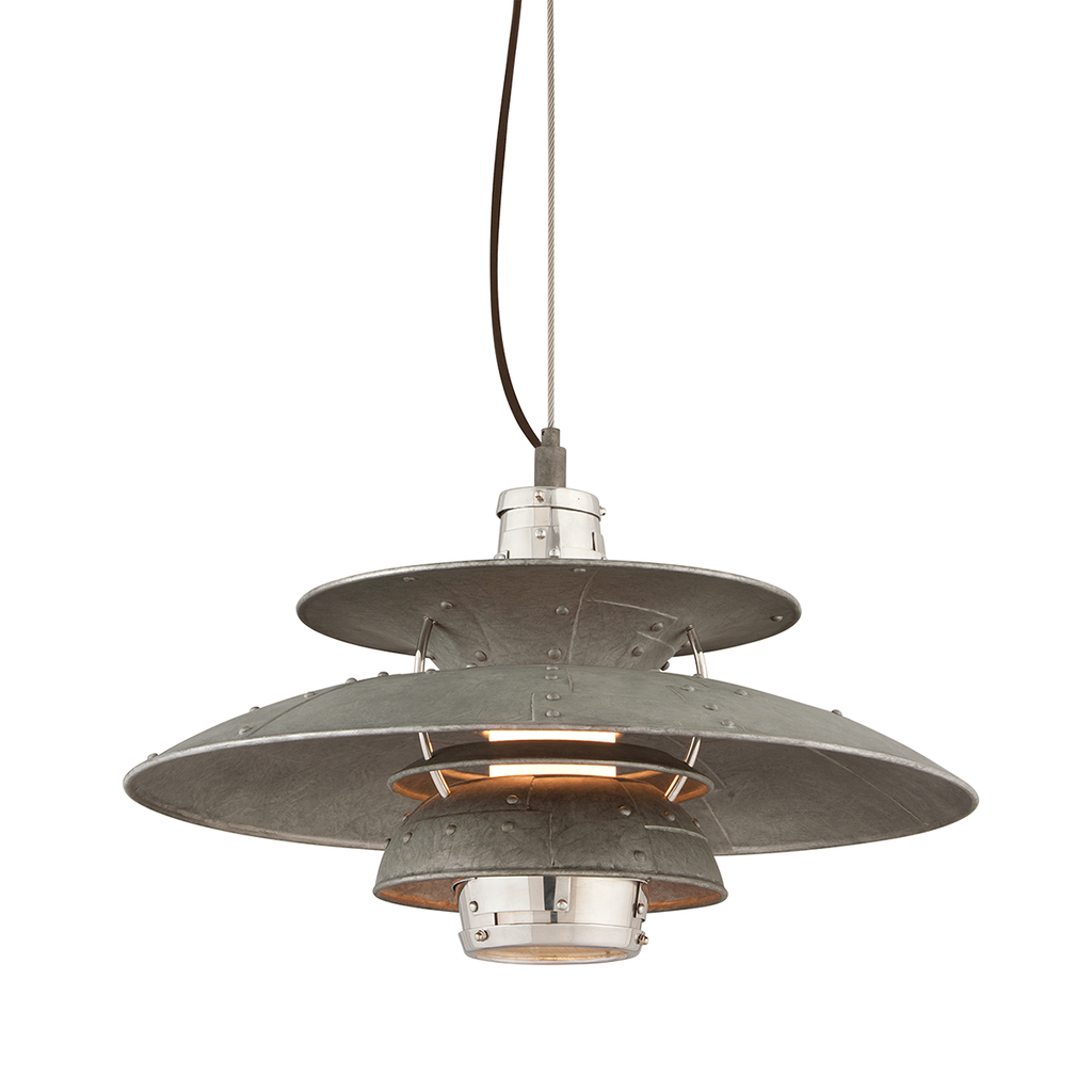 Idlewild Pendant 15" - Aviation Gray Vintage Aluminum