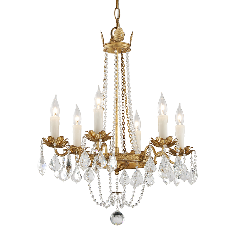 Viola Chandelier 26" - Distressed Gold Leaf