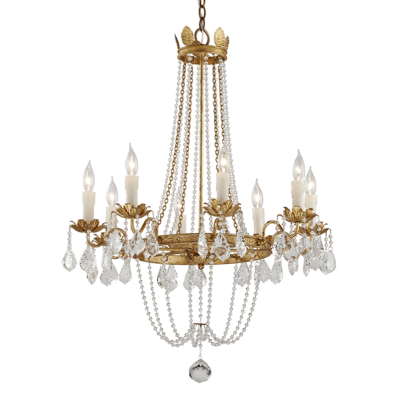 Viola Chandelier 33" - Distressed Gold Leaf