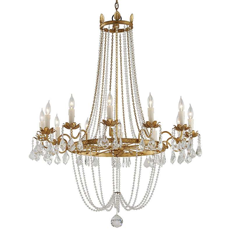 Viola Chandelier 45" - Distressed Gold Leaf