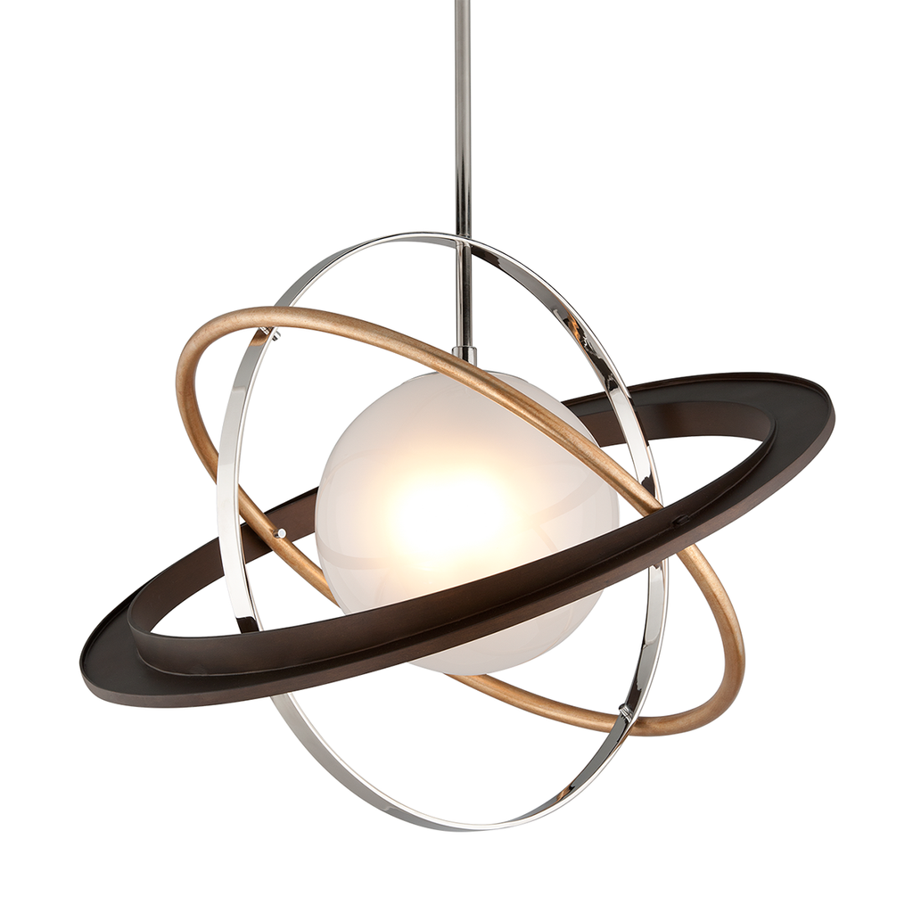 Apogee Pendant 23" - Bronze Gold Leaf And Stainless